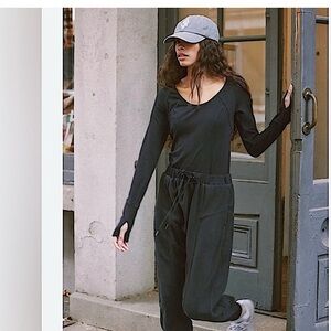 Free People Black Long-Sleeve Jumpsuit Onesie